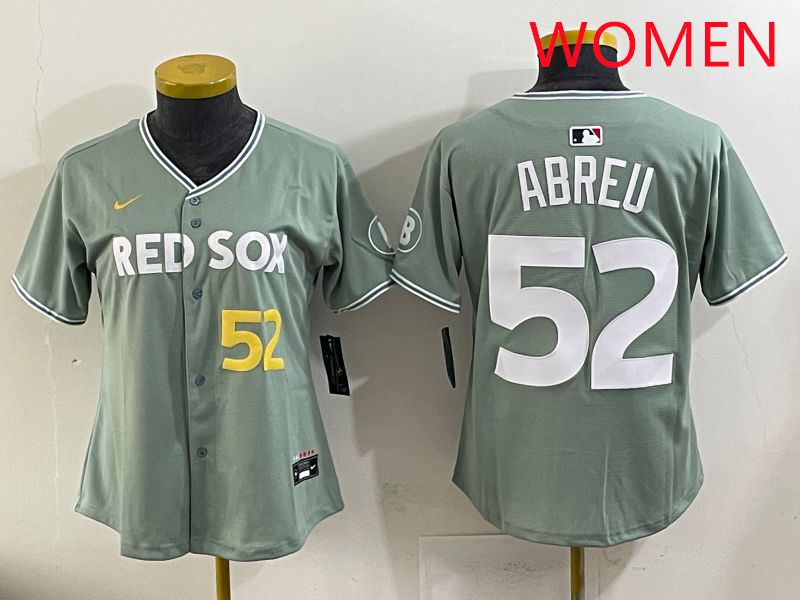 Women 2025 Boston Red Sox 52 Abreu Green Joint Name Nike MLB Jersey style 5